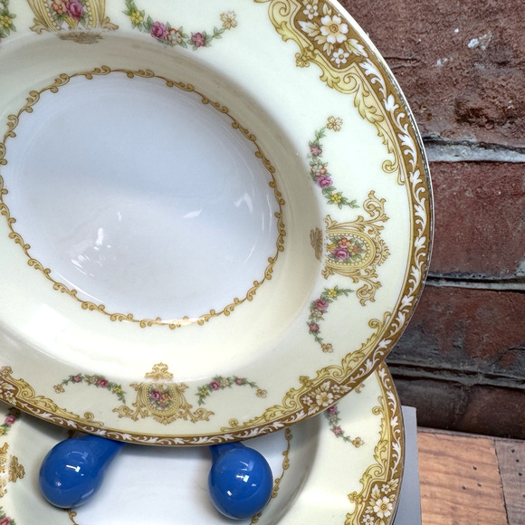 Set of 3 Vintage Noritake Camillia Rimmed Soup Bowls Japan #4375 MCM 1950s - Picture 3 of 10